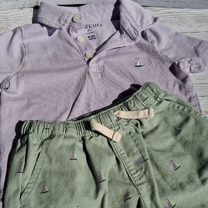 Crewcuts Light Purple Polo with Sailboat Embroidery